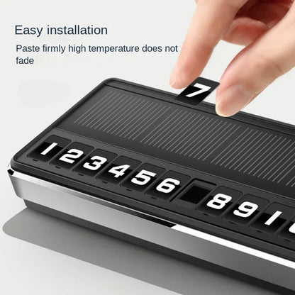 Solar LED Car Phone Number Plate — Hidden Temporary Parking Card with Multi-Number Display