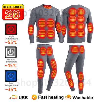 52-Zone USB Heated Winter Underwear for Men & Women – Thermal Electric Heating Jacket and Winter Clothing Accessories