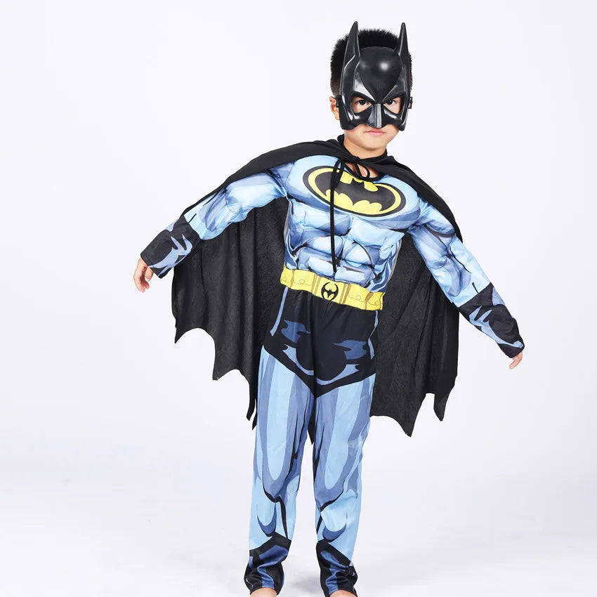 Kids Bat Superhero Costume - Black Halloween Cosplay Outfit for Boys, Masquerade & Comic Party Dress-Up