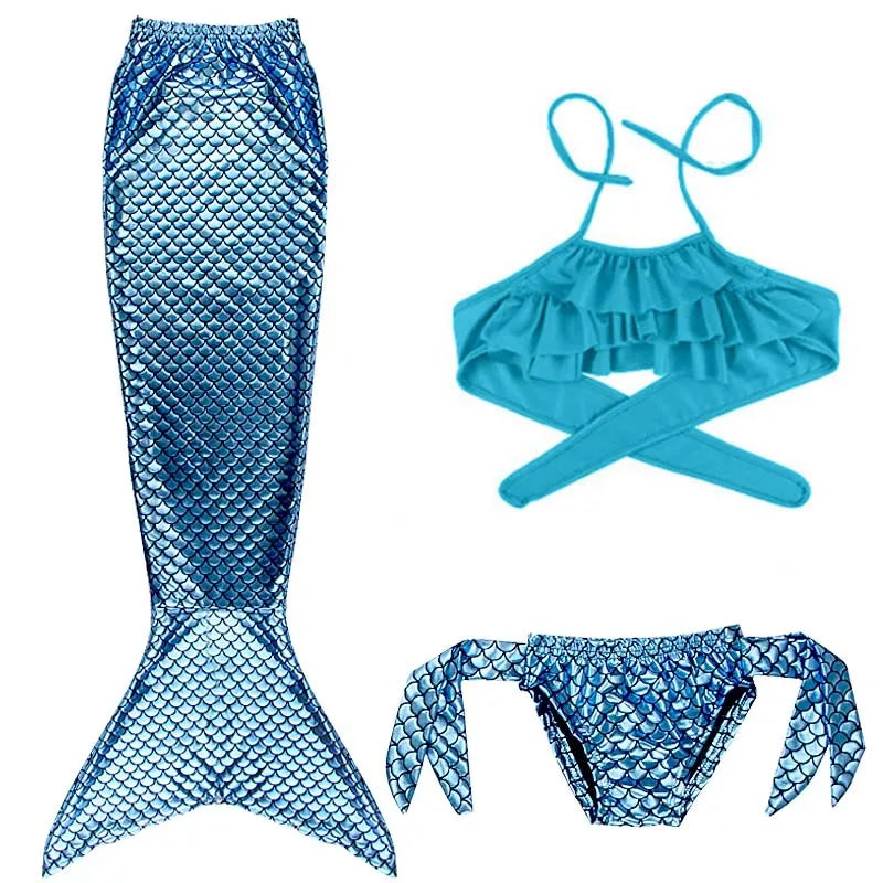 Cosplay Mermaid Tail Costume for Kids — Elastic Swimwear for Girls, Quick-Dry Swimming & Party Use