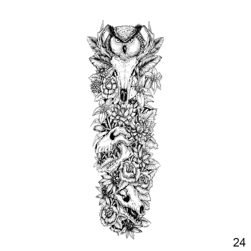 16 Designs Full Arm Temporary Tattoo Sleeves - Waterproof Body Art Stickers for Men & Women Fashion Style