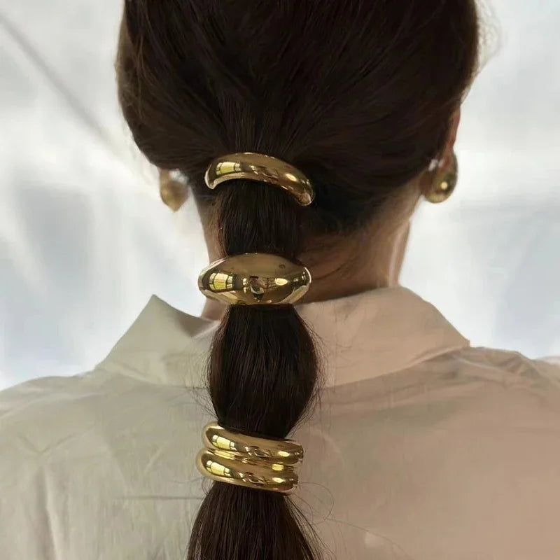 Fashion Punk Geometric Metal Hair Bands – Elastic Scrunchies, Hair Ropes & Headbands for Women & Girls, Hair Accessories Gifts
