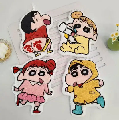 Crayon Shin-Chan Hand Towel - Kawaii Water-Absorbent Coral Fleece for Kitchen & Bathroom Use