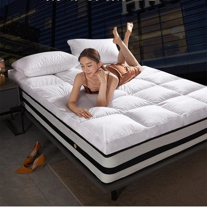 SongKAum 100% White Goose Down Mattress – Thickened, Warm Tatami Pad for Luxury Five-Star Comfort, King & Queen Size