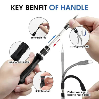 115/117-in-1 Precision Screwdriver Set – Magnetic Hex Bits Hand Tool Kit for iPhone, Xiaomi, Mac & PC Repair