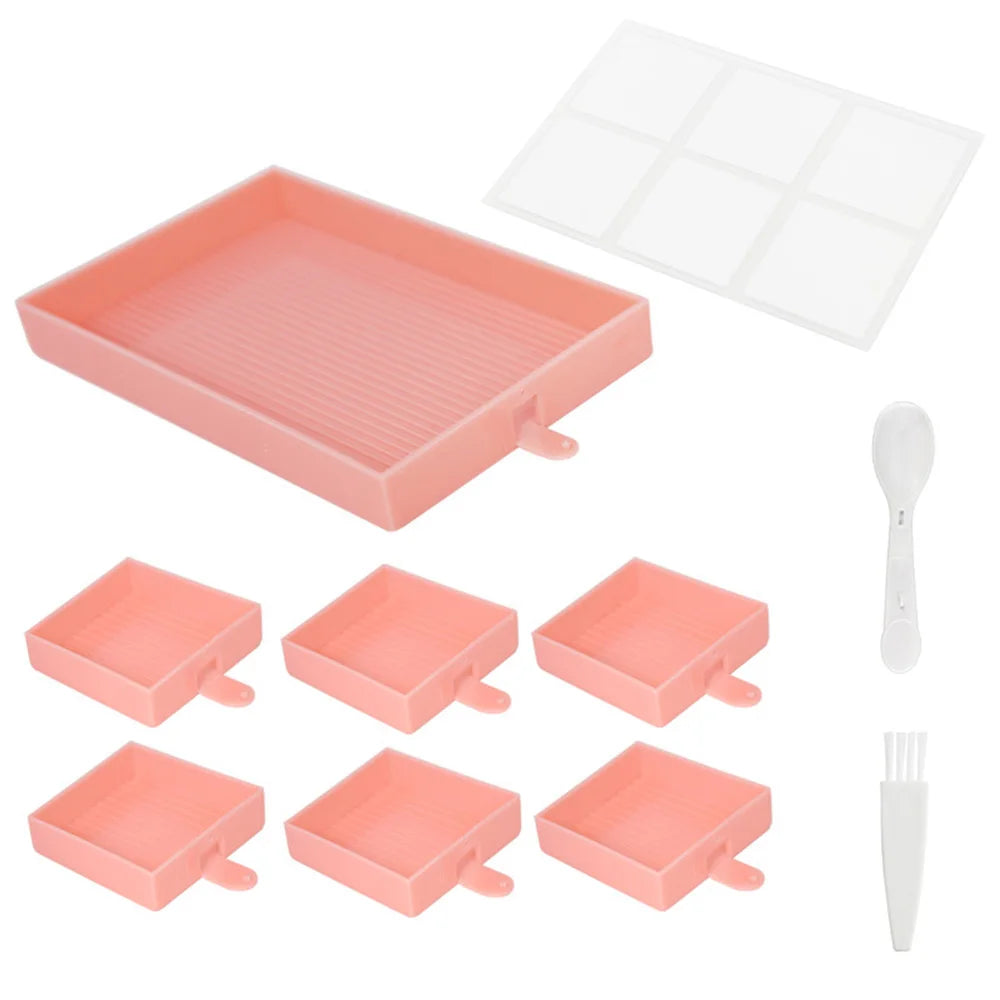 6-Slot Large Diamond Painting Tray with Cover – Storage Organizer for 5D Diamond Painting Tools & Drills