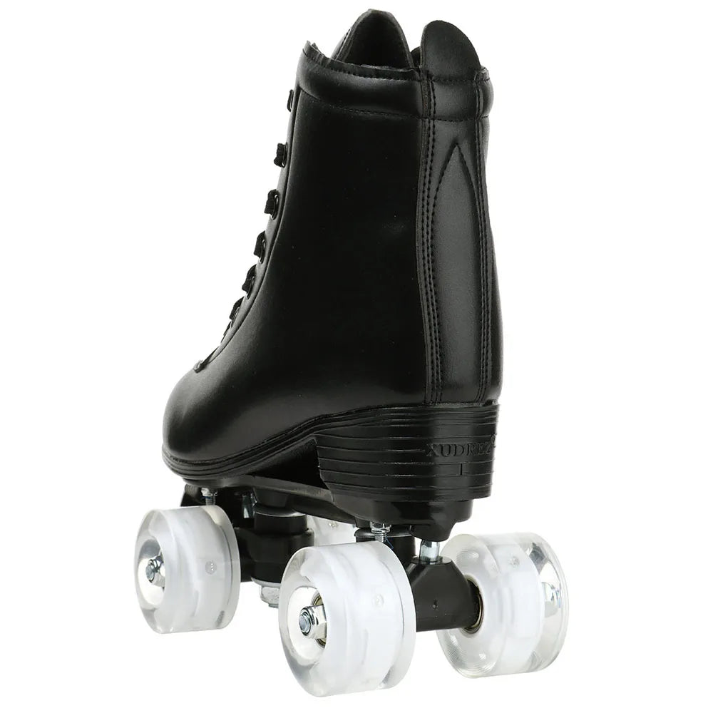 PU Leather Roller Skates – Inline & Quad Skating Shoes, Flashing 4-Wheel Sneakers, Europe Size, Training & Fun