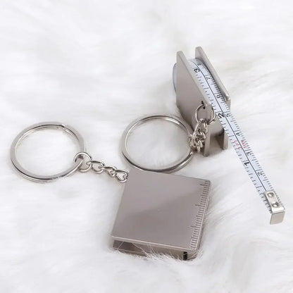 Metal Tape Measure Keychain | Stainless Steel Retractable Ruler Key Ring | Practical Small Measuring Tool
