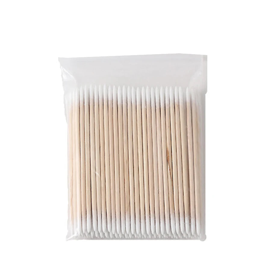 100Pcs Double-Ended Cotton Swabs - Fine Point Beauty Tools for Nail Art, Makeup & Eyeliner Correction