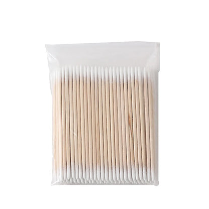 100Pcs Double-Ended Cotton Swabs - Fine Point Beauty Tools for Nail Art, Makeup & Eyeliner Correction