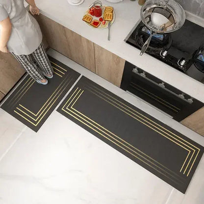 Luxury PVC Leather Kitchen Mat – Waterproof, Non-Slip, Washable Floor Rug for Home Decoration