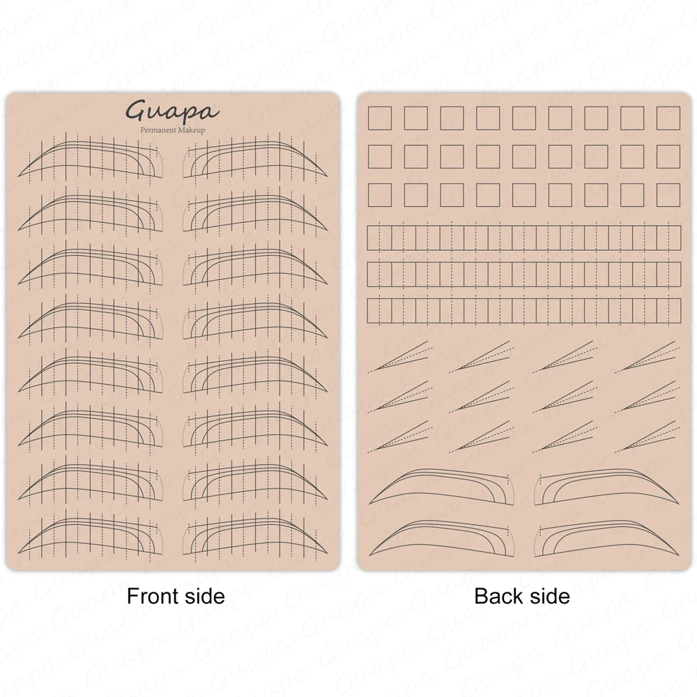 Silicone Practice Skin for Permanent Makeup — Double-Sided Latex Sheet with Brows Design for Hair Stroke Training