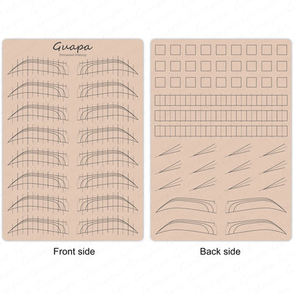 Silicone Practice Skin for Permanent Makeup — Double-Sided Latex Sheet with Brows Design for Hair Stroke Training
