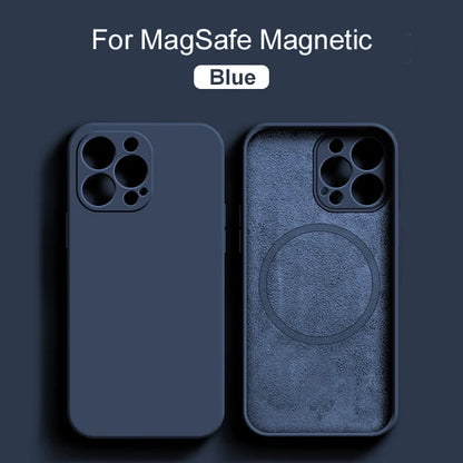 MagSafe Magnetic Silicone Case - Original Wireless Charging Cover for iPhone 15 14 13 12 11 Pro Max Mini X XR XS 8 Plus