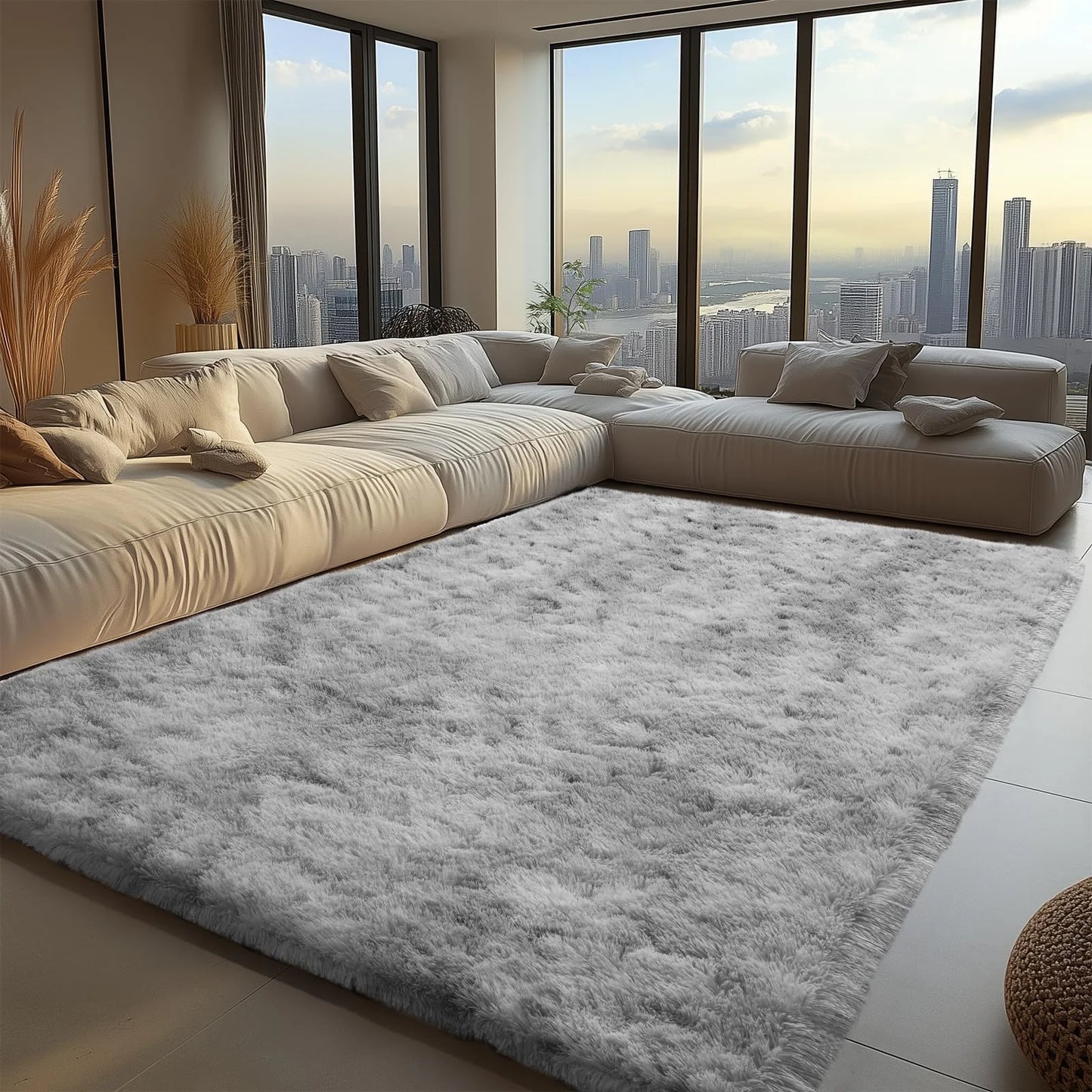 Minimalist Fluffy Area Rug - Slip-Resistant Living Room, Kids Room & Bathroom Home Decor Mat