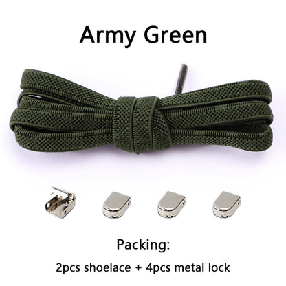 No-Tie Elastic Shoelaces – One Size Fits All Sneakers for Adults & Kids, Flat Tieless Shoestrings
