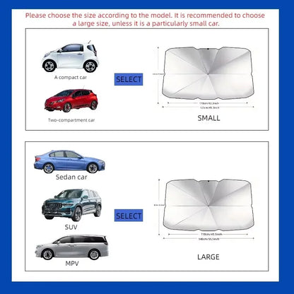 Car Windshield Sunshade - Portable Front Window Sunscreen Heat Insulation Shade with Storage Design