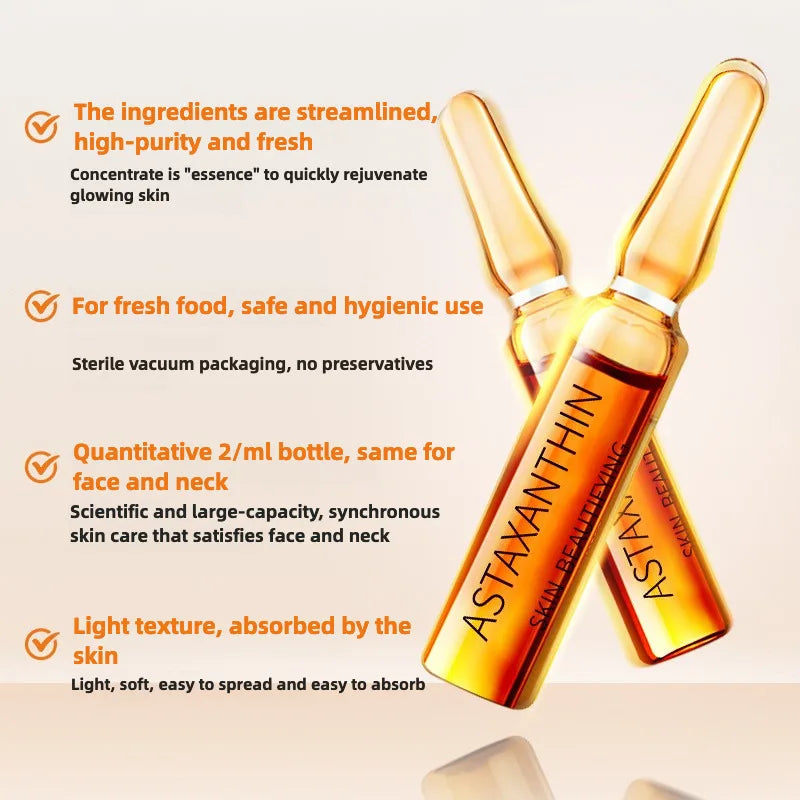Astaxanthin Anti-Aging Facial Ampoules 28pcs – Dark Spot Removal, Pore Minimizing, Moisturizing & Fine Line Fade Serum Set