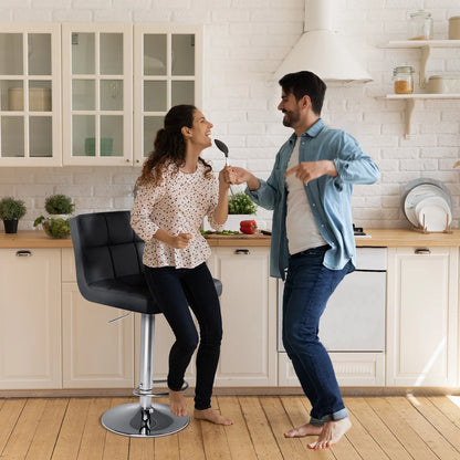 PU Leather Bar Stools Set of 2 – Upholstered Counter Height Stools with Comfortable Backrest, SGS Certified Gas Cylinder
