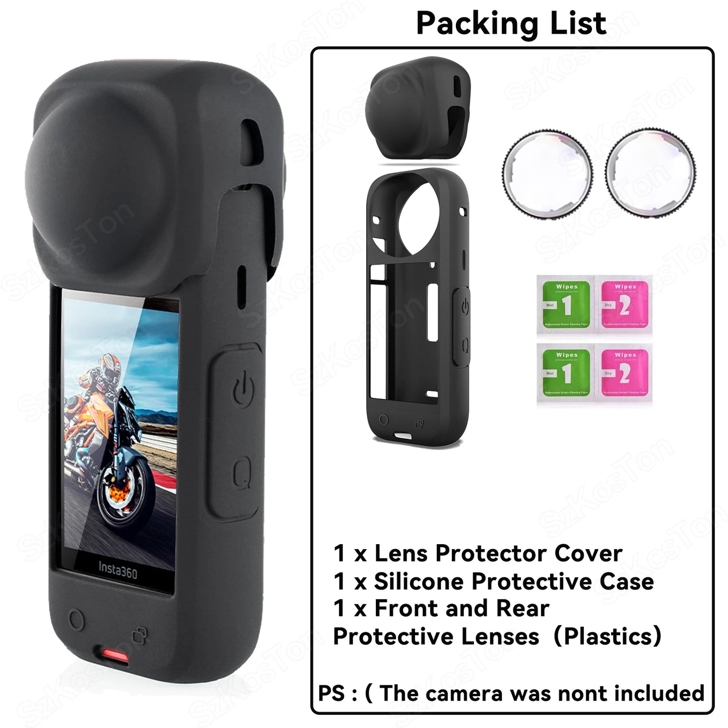 Insta360 X4 Lens Guards, Storage Bag & Screen Protector Film – Anti-Scratch Camera Accessories for Insta360 X4