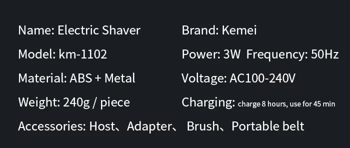 Kemei Professional Hair Clipper Kit – KM-2296, KM-2299, KM-1102 Electric Shaver & Cordless Trimmer for Men’s Hair Cutting