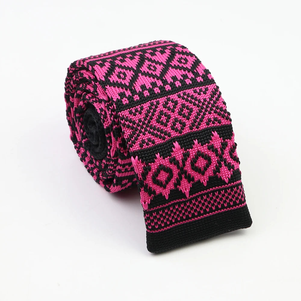 Classic Knit Neck Tie for Men — 6cm Plaid & Dots Casual Business Wedding Tie