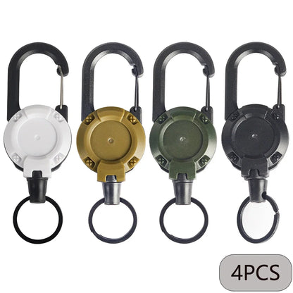 1/2/4PCS Retractable Keychain Badge Reel – Heavy Duty Extendable Holder with Carabiner for Men’s Outdoor Bags