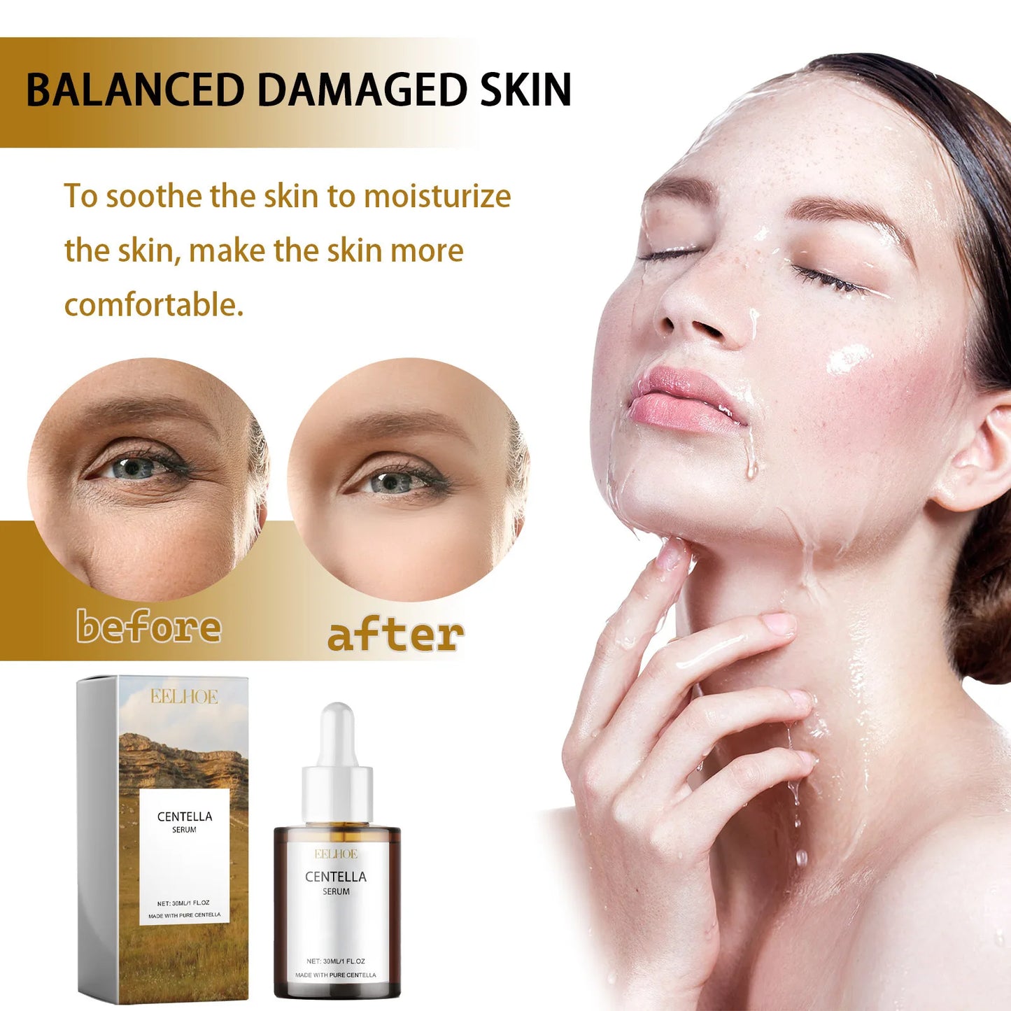 Centella Asiatica Face Serum – Nourishing, Brightening & Moisturizing Cream for Dry Skin Rejuvenation