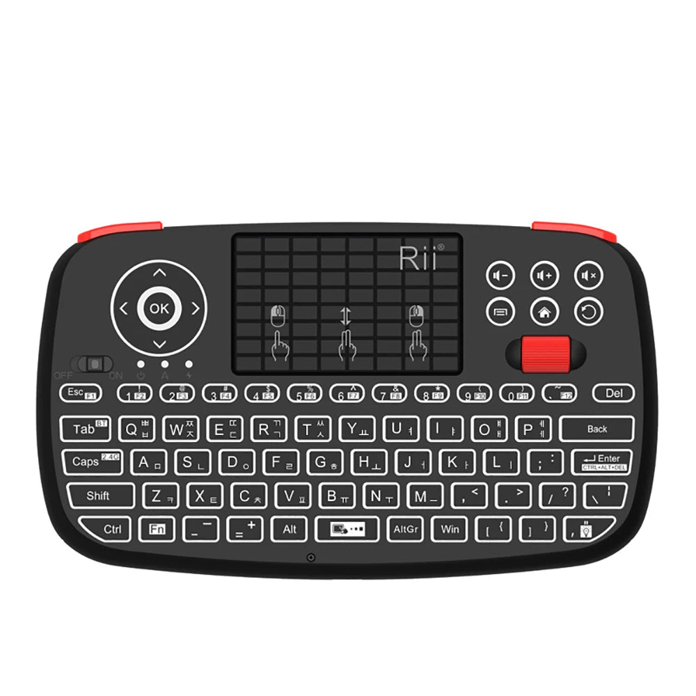 Rii i4 Mini BT Wireless Keyboard with Touchpad - 2.4GHz Backlit Mouse Remote for Windows, Android TV Box, and Smart TV