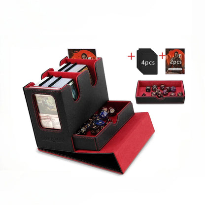 3-in-1 MTG Deck Box – Card Storage Case for 200+ Single-Sleeved TCG/CCG Cards with 4 Dividers & 2 Toploaders