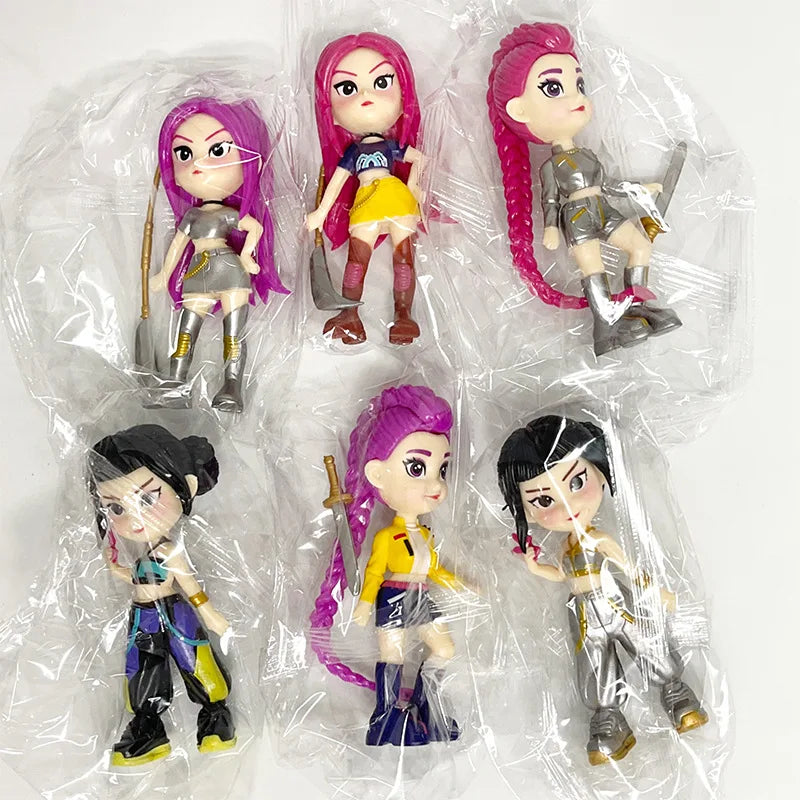 6PCS Kpop Demon Hunters PVC Figure Set – Cartoon Gaming Desk Decoration Collectible Toy for Kids