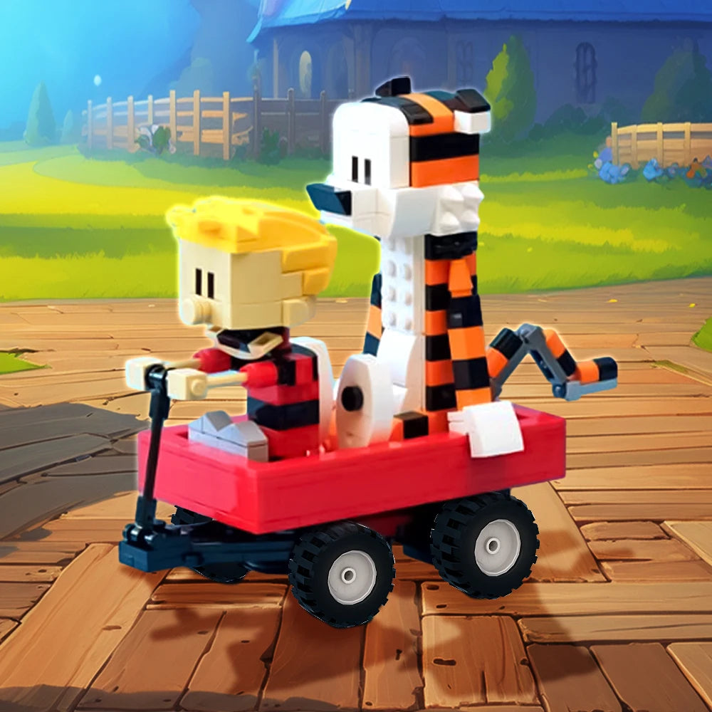 Gobricks MOC Calvin and Hobbes Building Block Set – Classic Comic Cartoon Tiger Model Toy Gift for Kids
