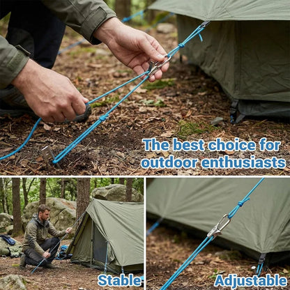 Rope Tying Tool & Tensioner - Heavy Duty Retractable Buckle with Roller for Camping, Hiking & Outdoor Gear