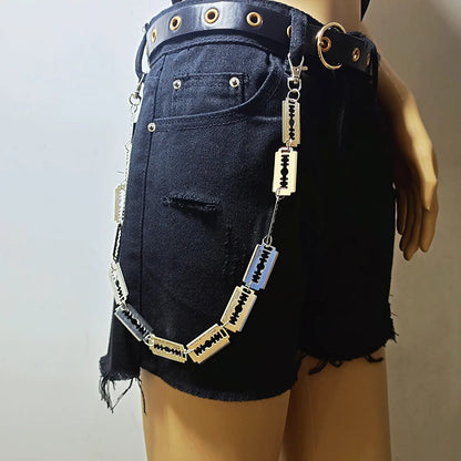 New Personalized Punk Metal Blade Belt Chain – Cool Street Trend Waist Chain for Men & Women