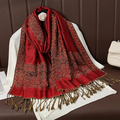 Luxury Autumn Cashmere Pashmina Shawl – Warm Winter Scarves for Women, Printed Cotton Foulard Stole Scarf 2023
