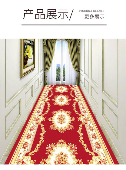 Luxury Chinese Classical Corridor Rug – Crystal Velvet Soundproof Washable Carpet for Villa, Hotel & Living Room