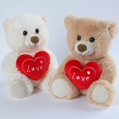 30CM Cute Heart Bear Dog Plush Toy – Red Heart Print Love Stuffed Animal, Creative Valentine's Day Gift for Lovers