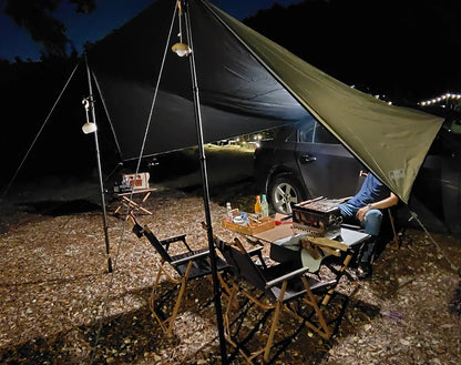 Bat Shape Black Coating Car Side Awning Tarp – 2x3 Waterproof Outdoor Shelter Tent for SUV & Van