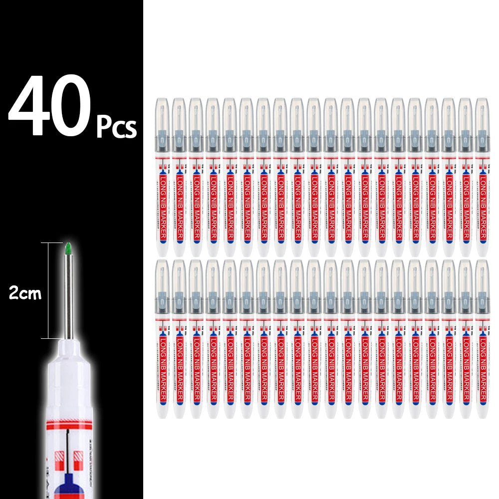 2cm Waterproof Deep Hole Marker Pen - Long Head Carpenter Markers for Metal Woodworking Tools 4-80pcs
