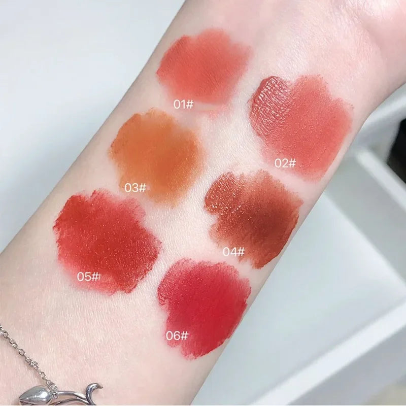 Summer Cute Rabbit Matte Velvet Lip Glaze: Lovely Bunny Keychain Lip Mud Lipstick - Pink Red Lip Gloss Tint Cosmetic