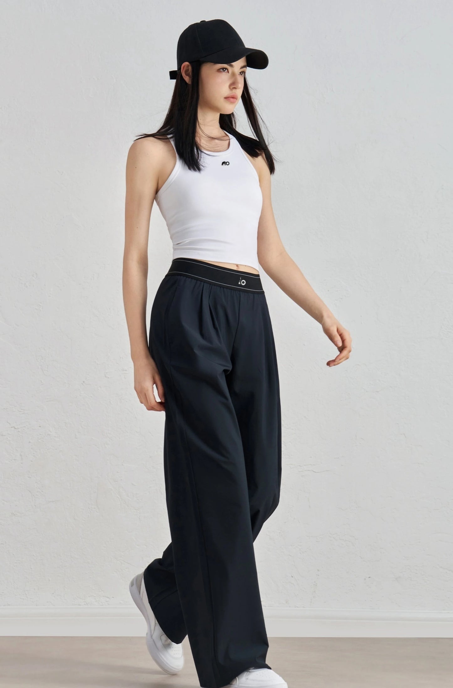 Women’s Summer Sports Yoga Pants – Wide Leg, Elastic Waist, Quick-Dry Black Fitness Trousers