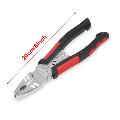Toolour 8-Inch Multifunctional Pliers - Wire Stripper, Crimper, Cutter & Needle Nose Hand Tool