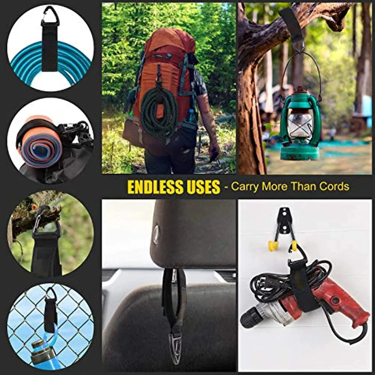 Cord Organizer Holder with Triangle Buckle - Wire Manager Power Cord Management Nylon Heavy Cord Storage Straps for Cables