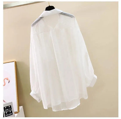 Summer Sunscreen Shirt – Elegant Thin Chiffon Korean Harajuku See-Through Loose Blouse & Casual Women’s Cardigan