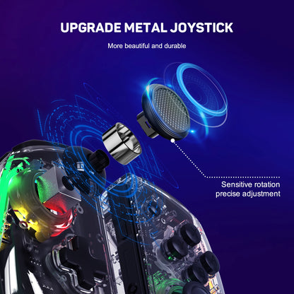 LinYuvo KS40 Transparent Wireless Joy-Pad – 8 Color LED Controller with Turbo Function for Switch/NS OLED & Lite