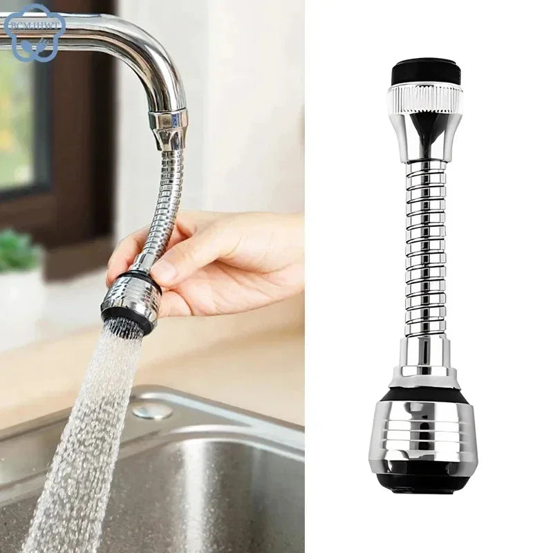 Stainless Steel Kitchen Faucet Sprinkler – Water-Saving Rotating Spray Extender, Lengthening Splash-Proof Bubbler