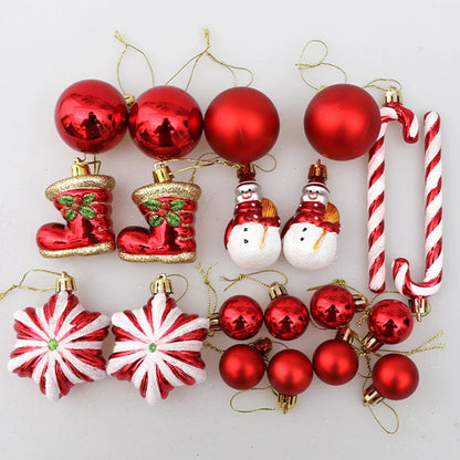 Red Christmas Tree Ball & Candy Cane Ornament Set – Large Hanging Pendants for Holiday Home Decor 2024