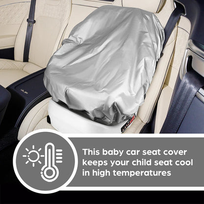 Silver Baby Car Seat Sun Shade - Universal UV Protection Cover for Heat Blocking & Travel Safety