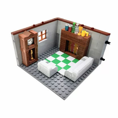 City House Building Blocks Set - DIY MOC Bricks with Bedroom & Living Room Furniture for Kids' Creative Play