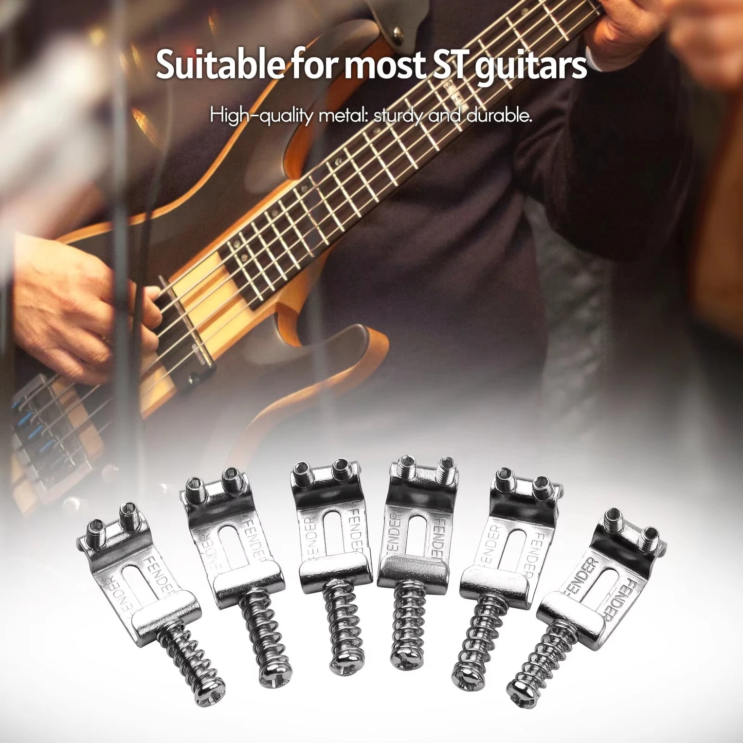 6PCS Roller Tremolo Bridge Saddles with Wrench – Zinc Alloy Upgrade for Fender Strat, Tele & ST Electric Guitars